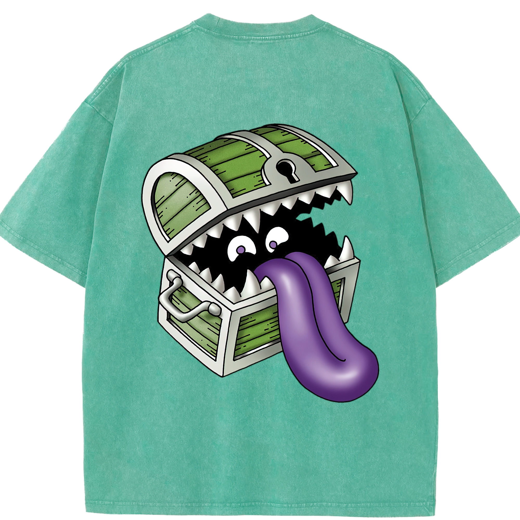 （画像用） ドラゴンクエスト Doragon Kuesuto Dragon Quest 綿100% ヴィンテージ風 半袖Tシャツ（背面プリント）